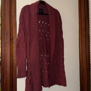 American Eagle Outfitters Maroon Open Cardigan